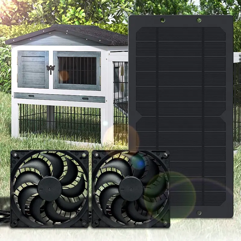 6W Solar Powered Exhaust Fan Kit with Solar Panel, Battery-Free Quiet Ventilation Fan, Multipurpose Fan for Greenhouse, Chicken Coop, Dog House, Shed, RV & Outdoor Shelter