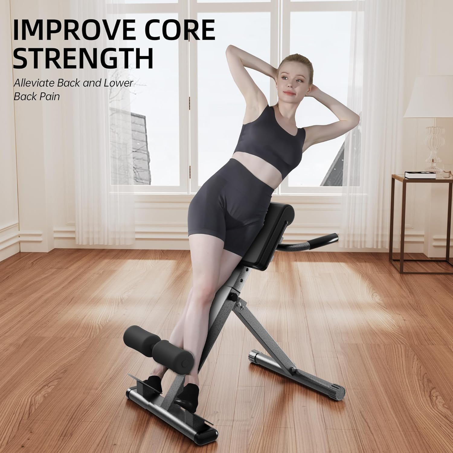 Roman Chair Hyperextension Bench - Adjustable Unisex Strength Workout Equipment, Home Gym Accessory & Home Workout Station for Glutes, Hamstrings, Lower Back - Foldable Multi-Purpose Gear, Back Extension Machine, Glute Workouts