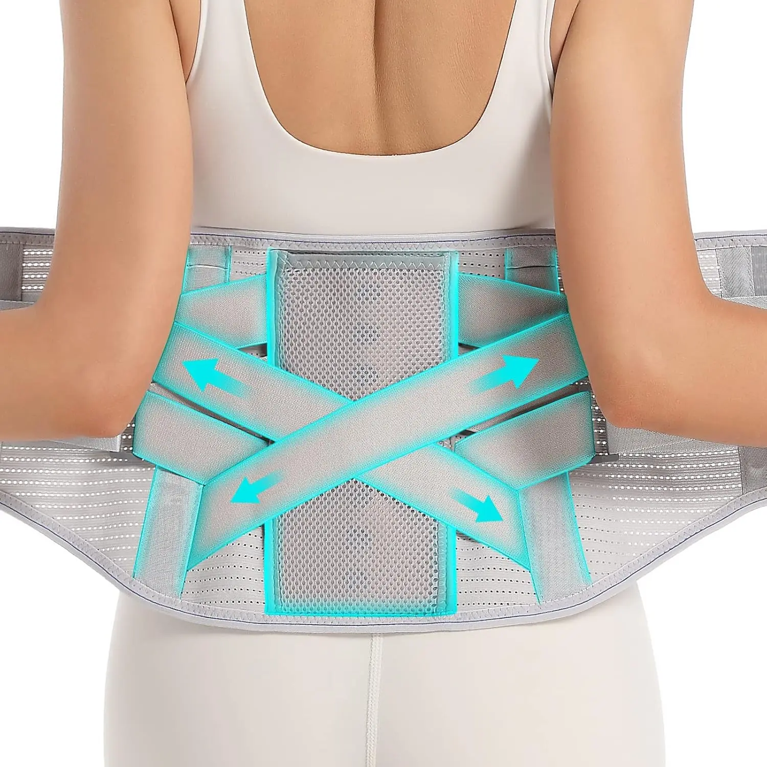 Back Brace for Lower Back Pain, Lumbar Support with Bionic System, Adjustable Belt for Men Women, Relieves Sciatica, Posture Correction for Workout Daily Use Heavy Lifting, Grey Medium