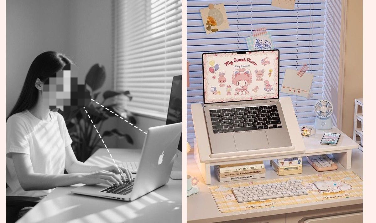 Height-adjustable computer stand, cooling rack, adjustable lift shelf, laptop desktop base, elevated support bracket