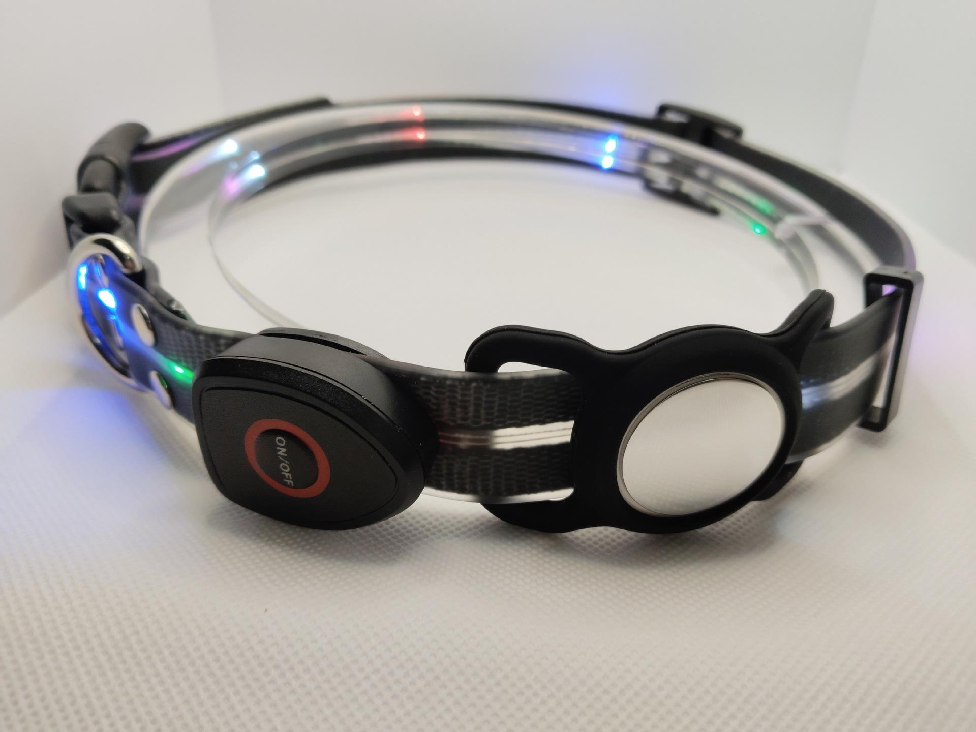 【Pet Essential】USB rechargeable luminous leather belt LED flashing collar with adjustable brightness, extremely cool. christmas  collar ball toy duney  leash Adjustable LED iyoshop  dog harness