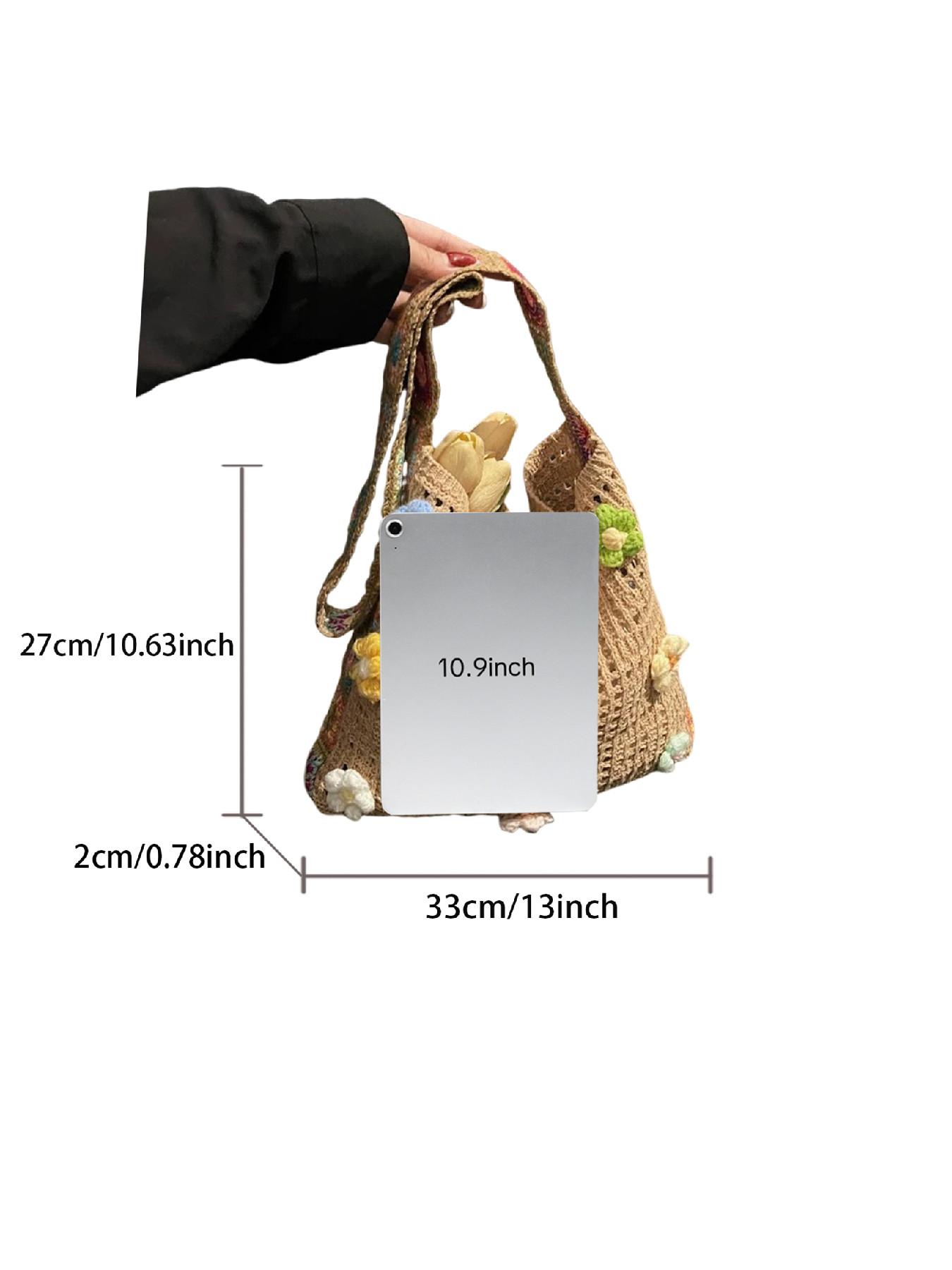 2026 Fashion Boho Crossbody Bag, Vintage Lace Floral Shoulder Bag, Random Flower Pattern, Casual Crochet Material, Trendy Accessory