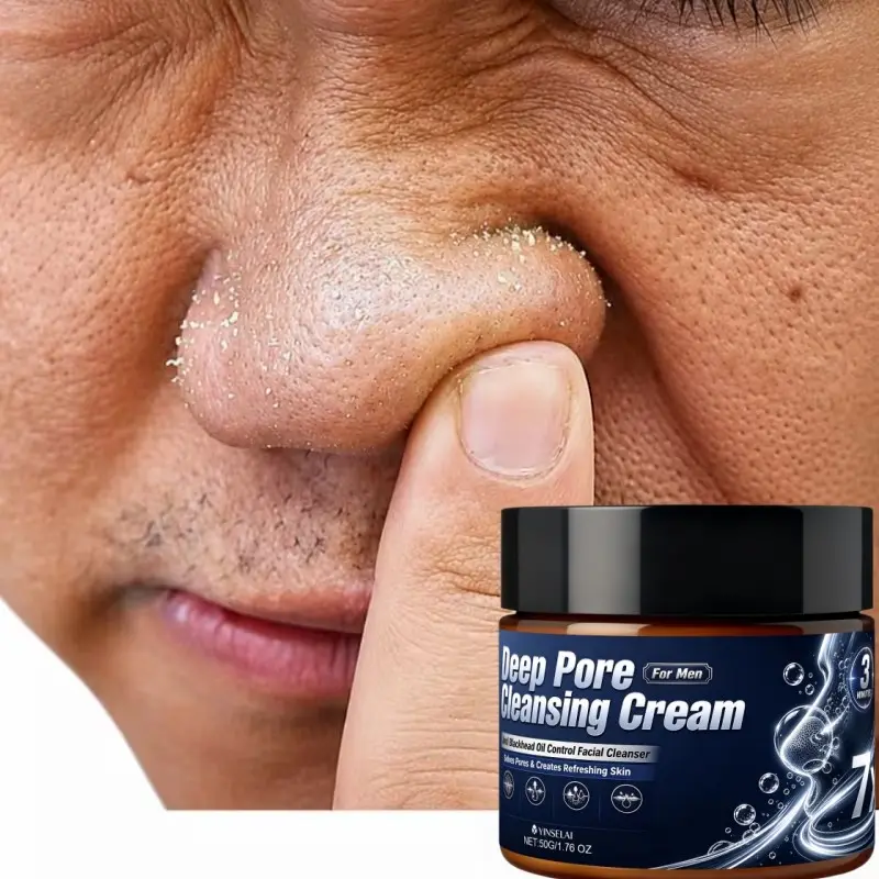 Men's Deep Pore Cleansing Cream, Removes Excess Oil and Impurities, Oil Control, Gentle Face Wash, Improves Rough Skin Texture, Daily Skincare