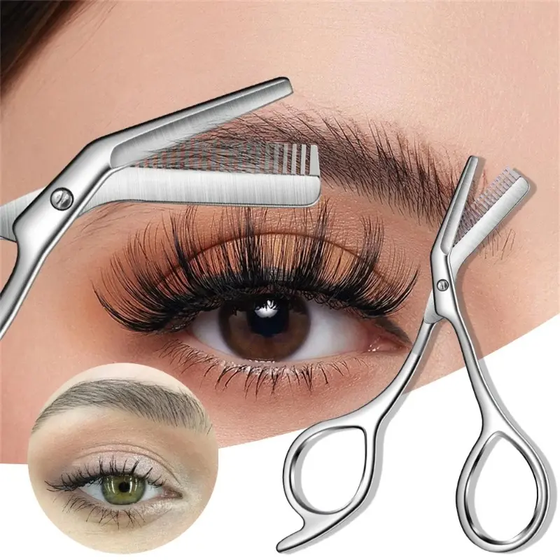 Stainless Steel Eyebrow Scissors Comb High Quality Makeup Scissors Trimming Eyebrow Knife for Men Women Hair Remover Shaver Tool