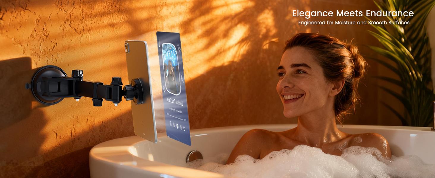 OHLPRO Magnetic Tablet Holder for Car Dashboard & Windshield, Adjustable Suction Cup Mount with Extendable Arm, 360 °     Rotation, Washable Base, Compatible with iPad, for Magsafe iPhones, Tablets