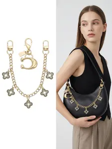 2-Piece Bag Decorative Charms, Clover Rhinestone & 'c' Letter Metal Pendant, Elegant Handbag Accessories, DIY Fashion Jewelry