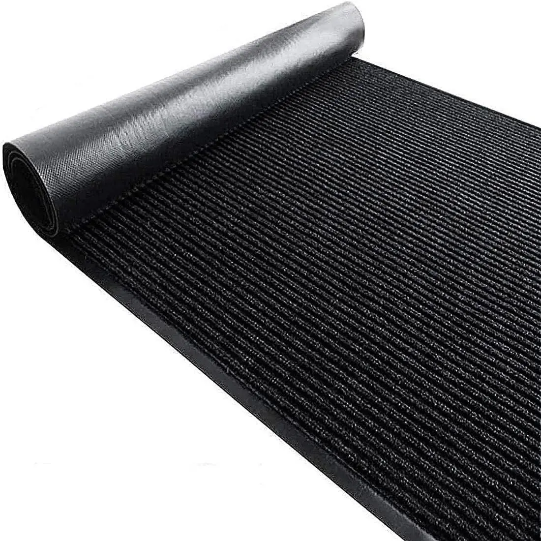 2' X 4' Ft Commercial Heavy Duty Indoor Outdoor Door Mat, Non-Slip Rubber Backing Dirt Trapper Entryway Floor Mat, Carpet Runner for Garage Patio Mudroom Office Business High Traffic, Black
