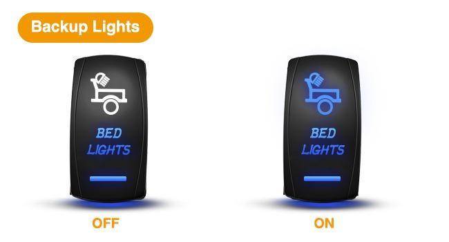 Nilight Bed Lights Rocker Switch Led Light Bar 5 Pin Laser On Off SPST switches 20A/12V 10A/24V for Truck Pickup Rock Cars Boats Cargo Camper Van RVs