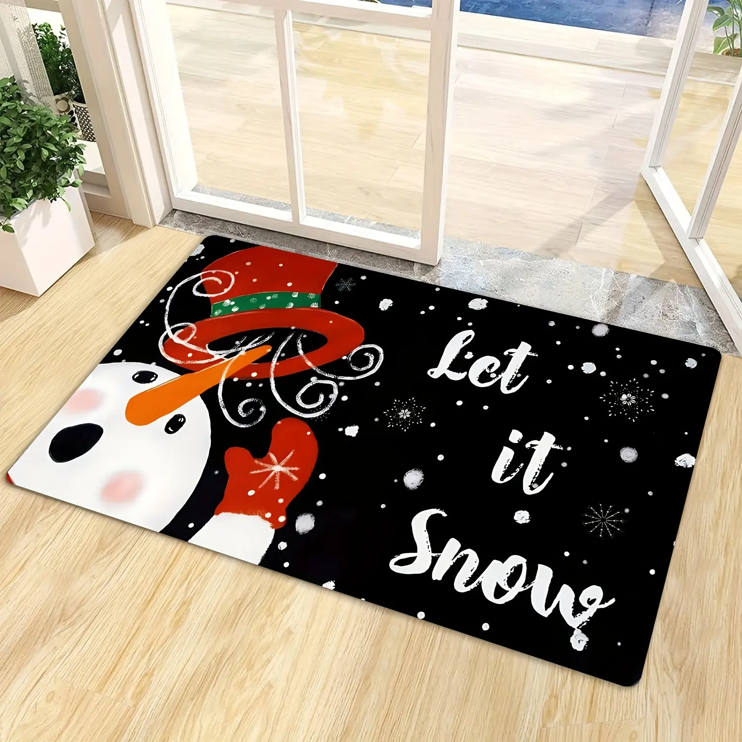 Flannel Floor Mat Premium Flannel + 0.43inch Non-Slip Base Christmas Doormat, Winter Snowman Bathroom Rug suitable for kitchen, bedroom, living room, porch decoration, soft, comfortable, easy to clean, festive home decor, cozy entrance mat, stylish floor