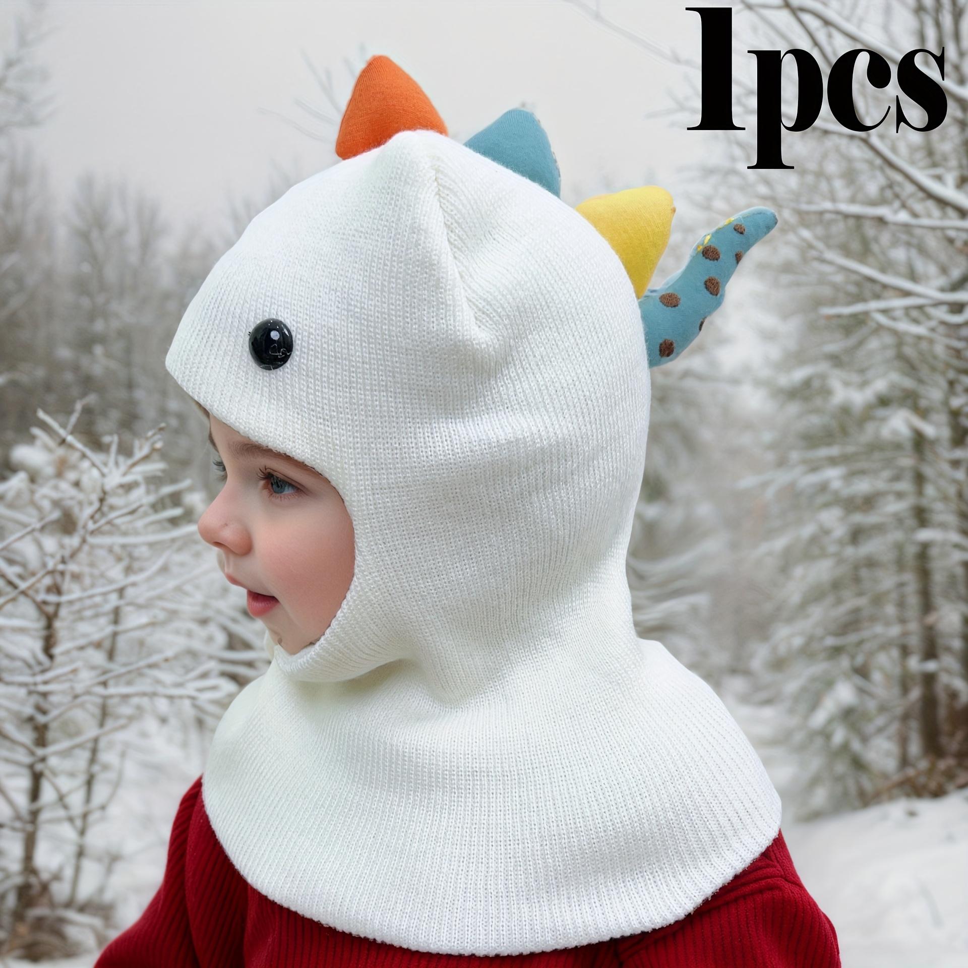 1pc ' Dinosaur Knit Beanie Hat with Scarf - Stretchy Lightweight Warm Winter Cap, 6-Month-5-Year-Old, Multicolor Cartoon Dinosaur Design for Outdoor Hiking & Holiday Celebrations (Christmas, Halloween, New Year), Dinosaur Clothes, Holiday Wear