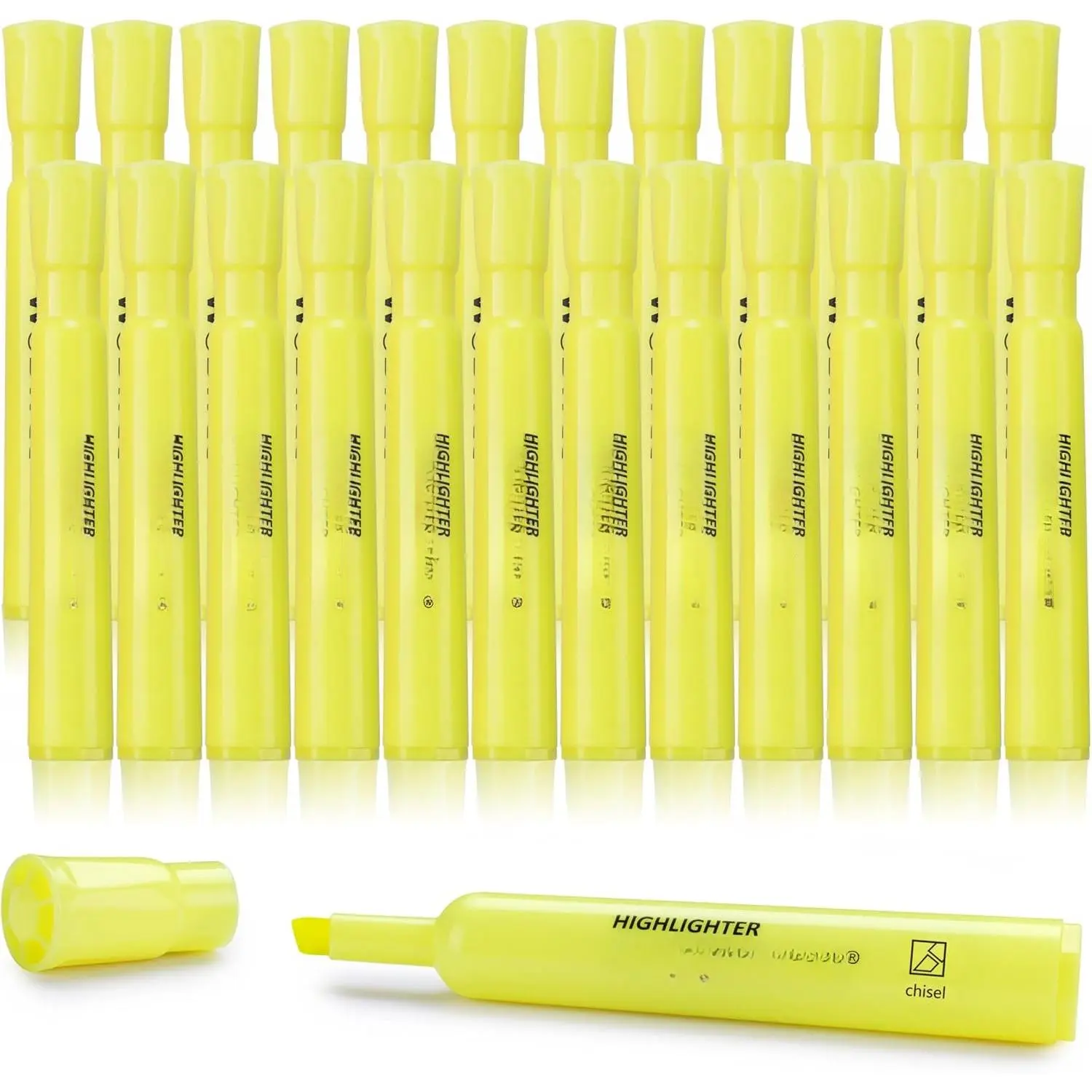 Highlighters Bulk, 24 Pack  Style Highlighters Set, Fluorescent Yellow, Chisel Tip Highlighter Markers Bulk for Coloring, Highlighting as School Supplies