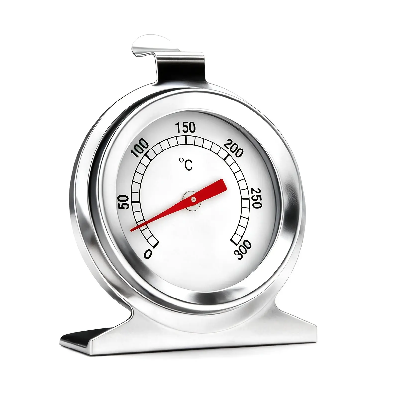 Stainless Steel Oven Thermometer, Range 0-300°C, Large Dial Analog, Hook & Stand Included, Precision Kitchen Tool for Baking