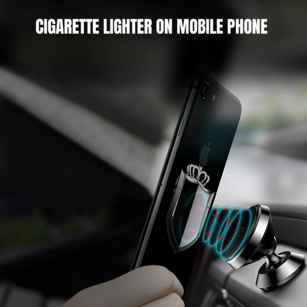 Electronic lighter with mobile phone holder, USB fast charging, multi-function tungsten windproof lighter, outdoor use, gift box packaging, perfect gift