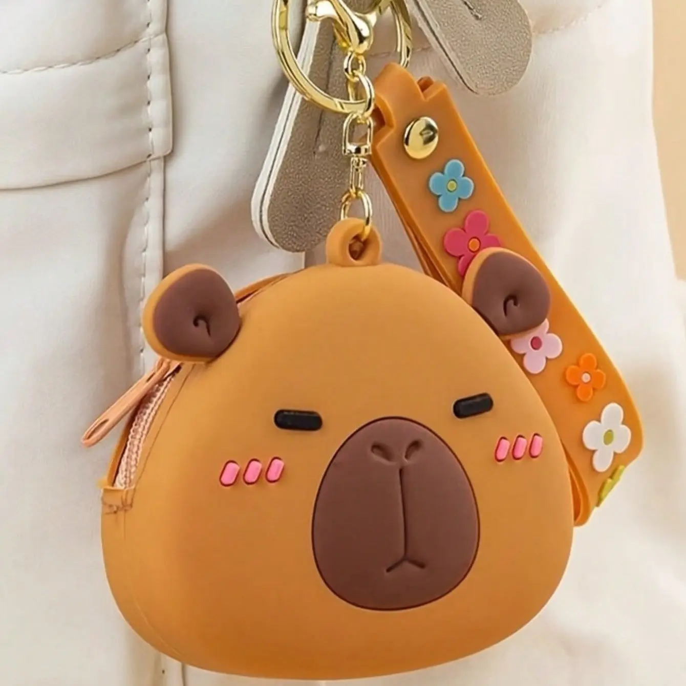 Creative Cartoon Capybara Coin Purse Keychain, Cute Style Mini Wallet, Adorable Hanging Accessory, Small Bag Charm, Keychain Charms