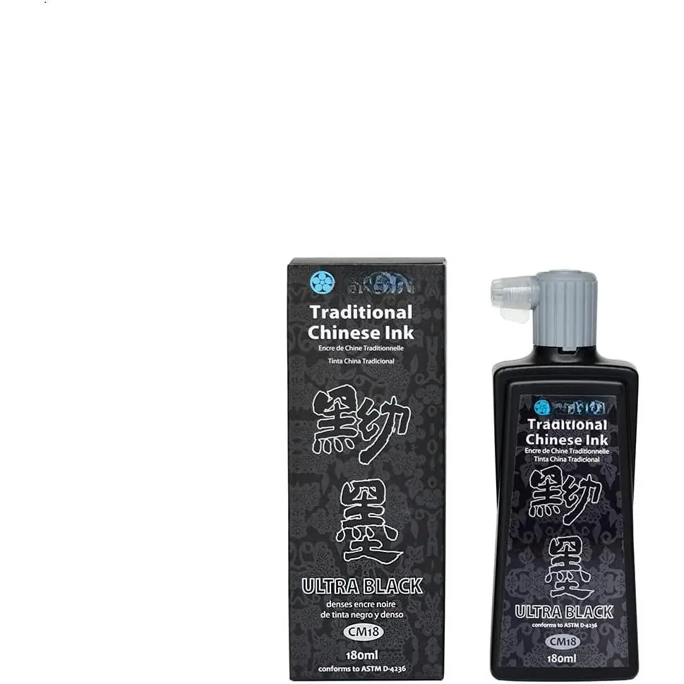 CM18 180ml Black Ink Cartridge Refill, High-Density Pigment-Rich Fade-Proof Water-Resistant Chinese Ink for Office Equipment