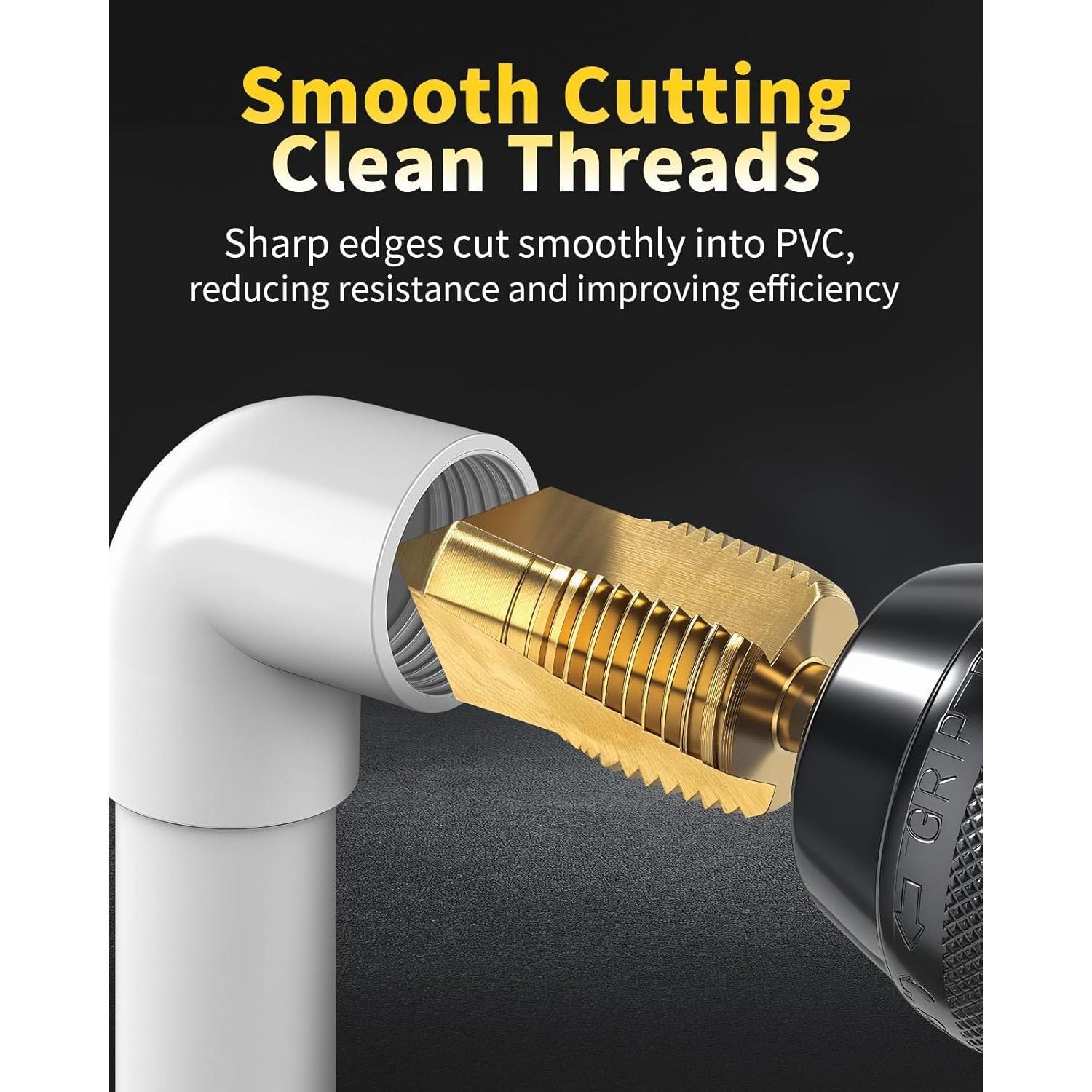 Pipe Threading Tool 1/2'' & 3/4'' Dual-Function PVC Pipe Threader Kit, Electric Drill Compatible Internal and External Thread  Tool for PVC Plastic Pipes