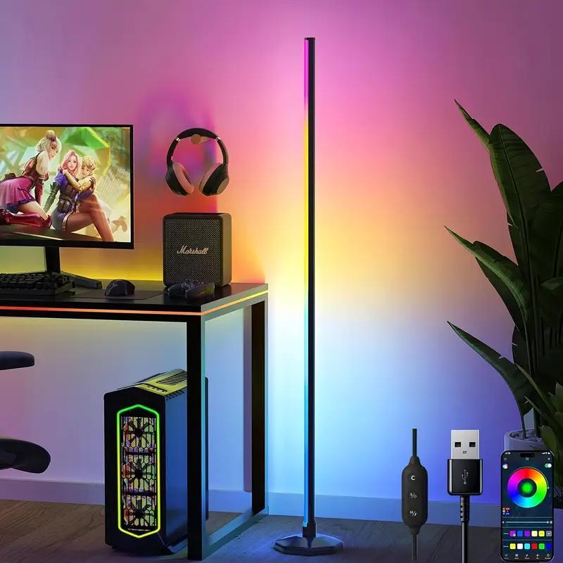 RGB Corner Floor Light, APP Control Color Changing Corner Light, Music Sync Modern Floor Light, Ambient Light for Living Room, Bedroom, Game Room, Smart