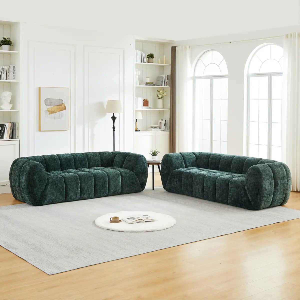 Chenille Pure Foam Sofa, Modern Quilted Cloud Sofa, Deep-Seat Chenille Pure Foam Sofa, Comfortable Modern Sofa, Suitable for Living Rooms, Bedrooms, and Apartments