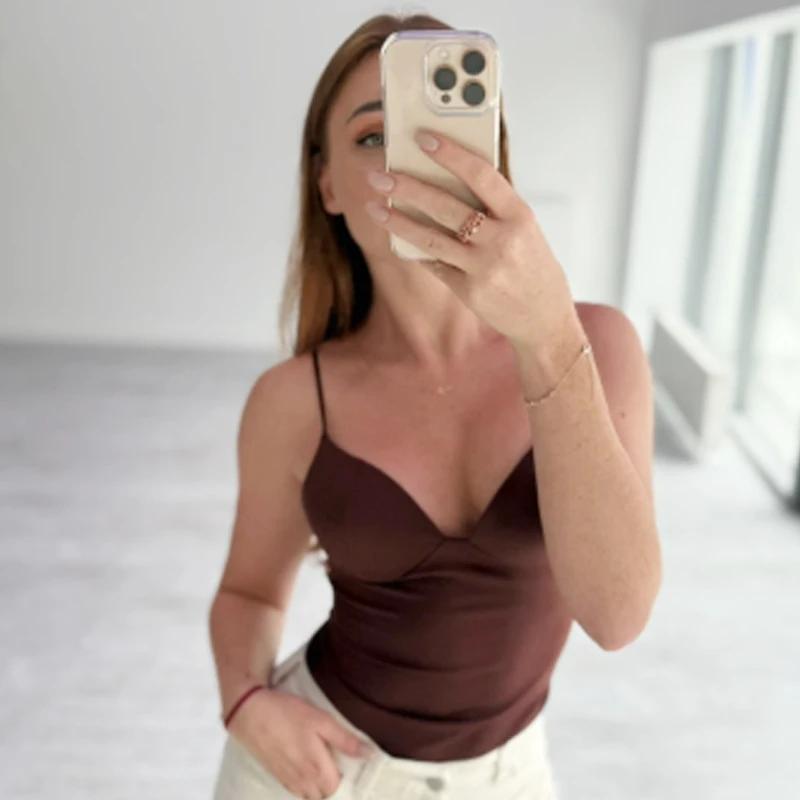 Aria Muse  Burgundy Slip Top Women Summer Sexy Corset Tanks & Camis Fashion Sleeveless Backless Bra Top Chic Elegant Bustier Camisole