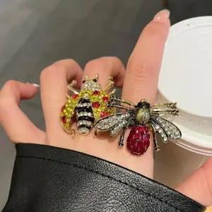 Adjustable Beetle-Shaped CZ Crystal-Inlaid Ring, Retro Stackable Vintage Fashion Jewelry, DIY Bag Accessory & Stocking Stuffer Gift