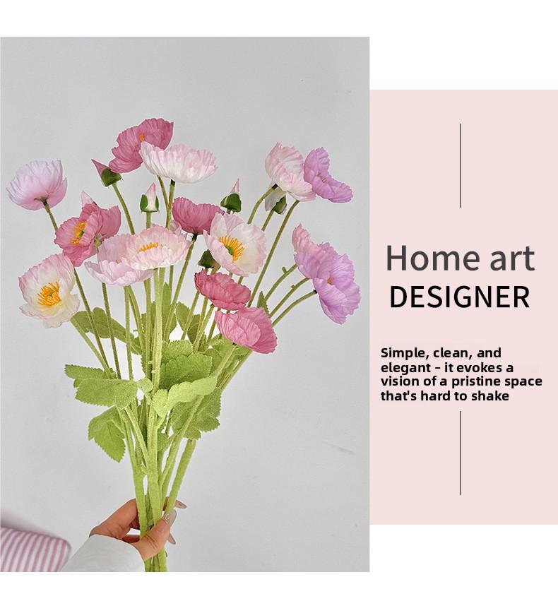 Poppies Artificial Flowers High-End Realistic Wedding Scene Arrangement Home Decoration Ornaments Artificial Silk Flowers Fake Flowers
