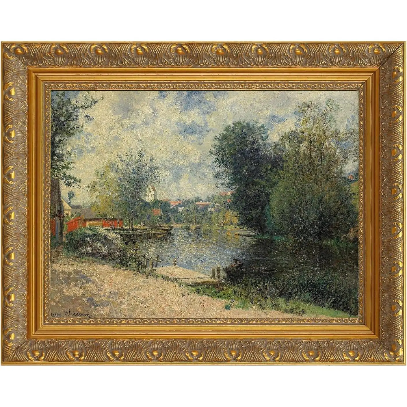 24x36 Gold Wood Canvas Frame - 2.4" Face Width, Improved DIY Assembly, No Glass & Back, Antique Ornate Home Decor Frame for Abstract Landscape Prints & Designer Oil Painting Exhibitions