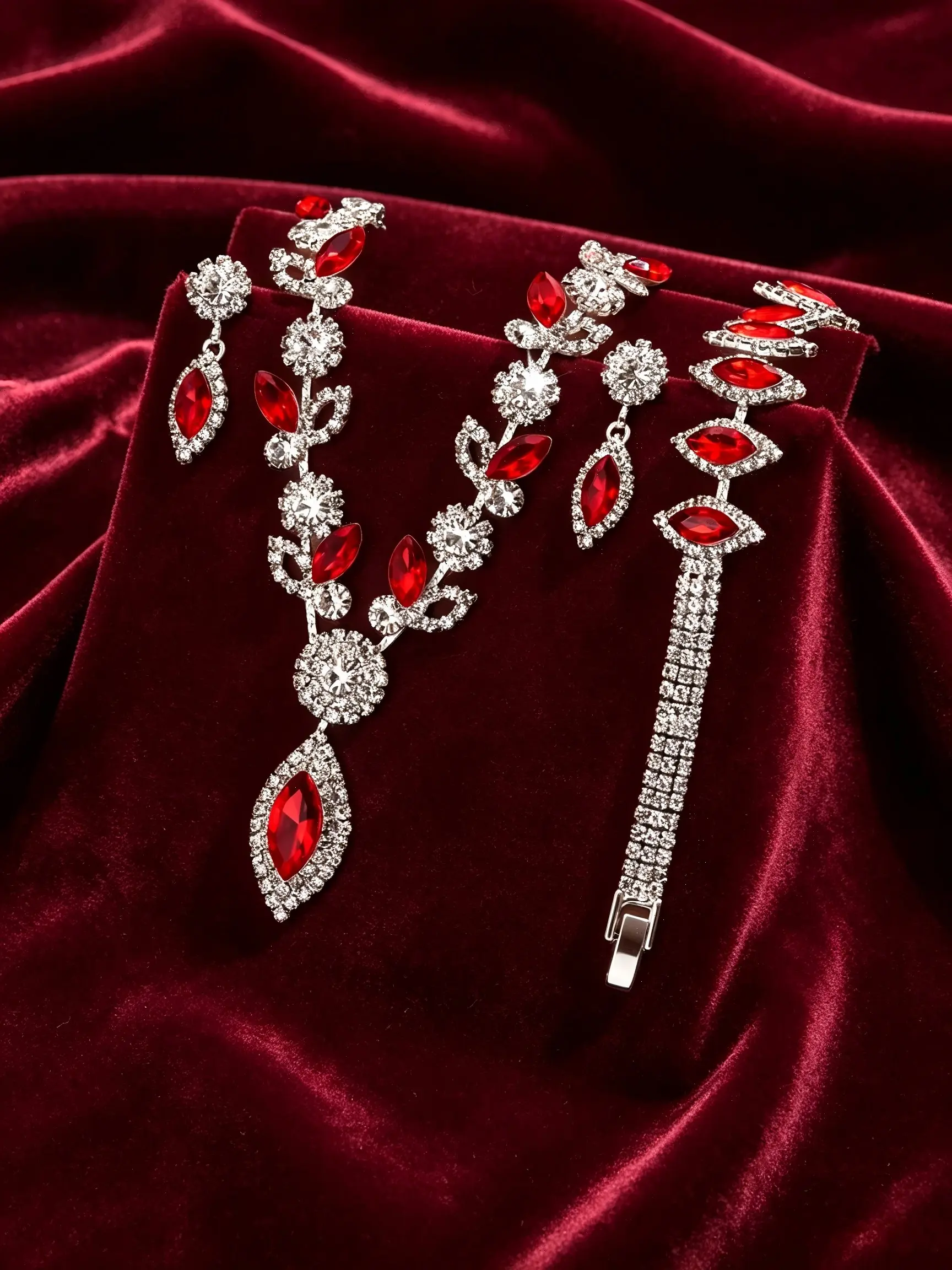 Bridal White Crystal Flower Jewelry Set Fashion Banquet Wedding Dress Necklace Accessories