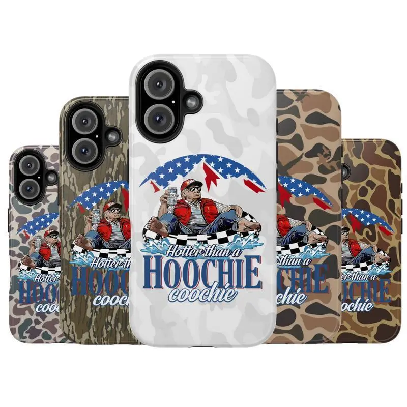 Funny Meme "Hotter Than A Hoochie Coochie" Trump Busch Light Camo Silicone Cellphone Case - Durable Silicone Casing, Safety-Focused Handheld Accessory, Stylish Device Protection, Funny Gift for iPhone 11-17 Pro Max/Plus, Samsung Galaxy S23-25