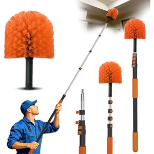26FT  Cobweb Duster with Extension Pole - Spider Web Brush for Cleaning with 5-20FT 4-Section Flip-Lock Telescopic Pole, Effortlessly Cleans High Indoor & Outdoor Webs