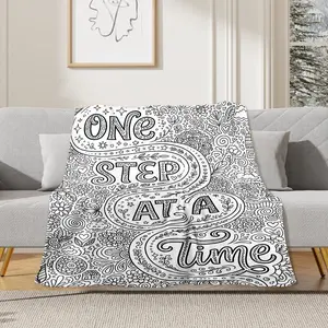 Adult Stress Relief Coloring Flannel Blanket, Creative Hand-Painted Graffiti Sofa Cover Blanket, Home Leisure Decorative Nap Blanket, Reusable Coloring And Graffiti Warm Blanket