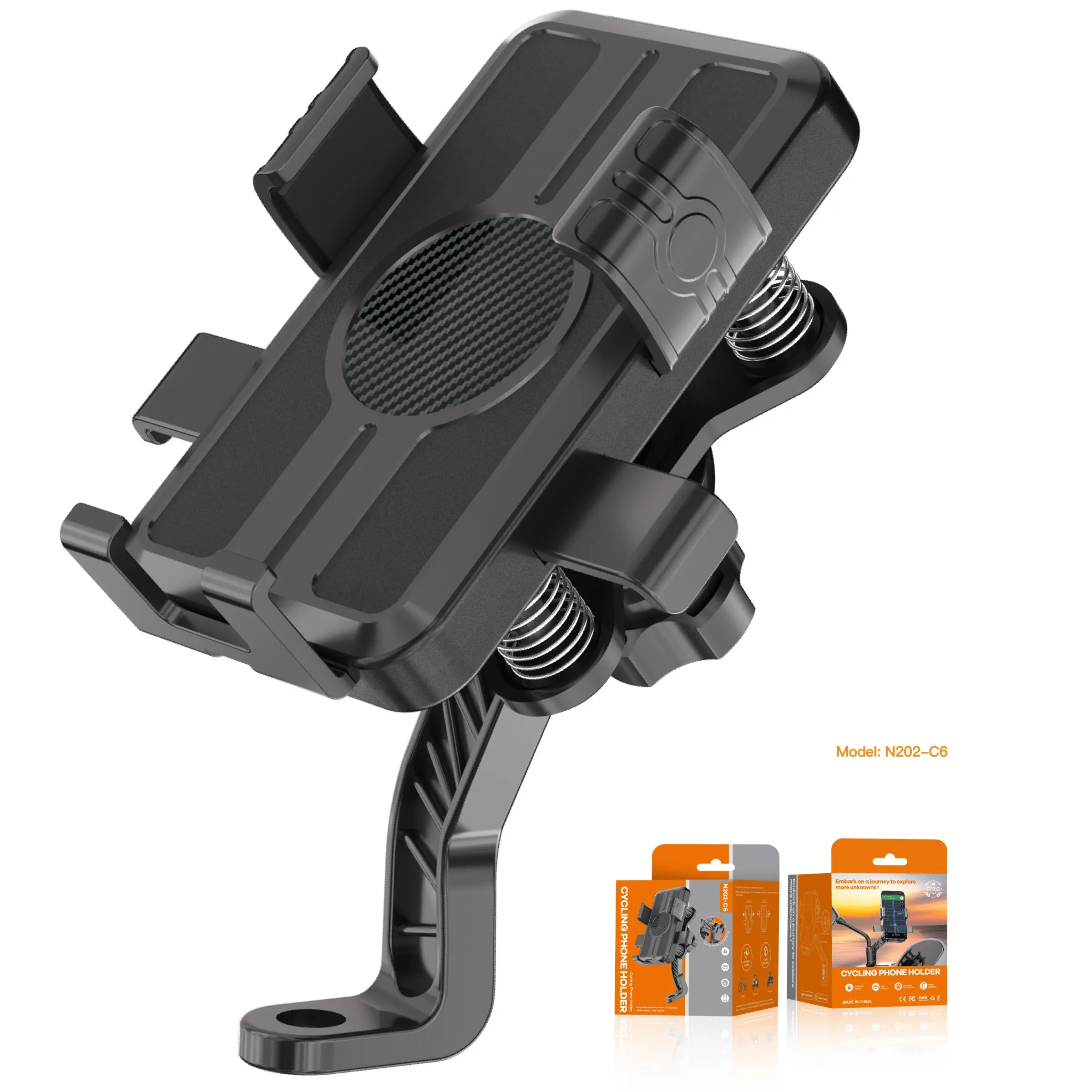 Motorcycle Rearview Mirror Phone Mount with Shock Absorption, 360° Adjustable View, Secure Attachment, Durable Design, Motorcycle Phone Holder, Motorcycle Accessory