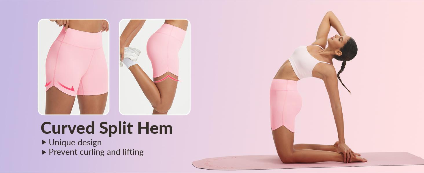 Baleaf Womens 5 Inch Biker Shorts High Waisted Tummy Control Workout Spandex Shorts V Back Yoga Athletic Bottoms with Pocket for Gym Running