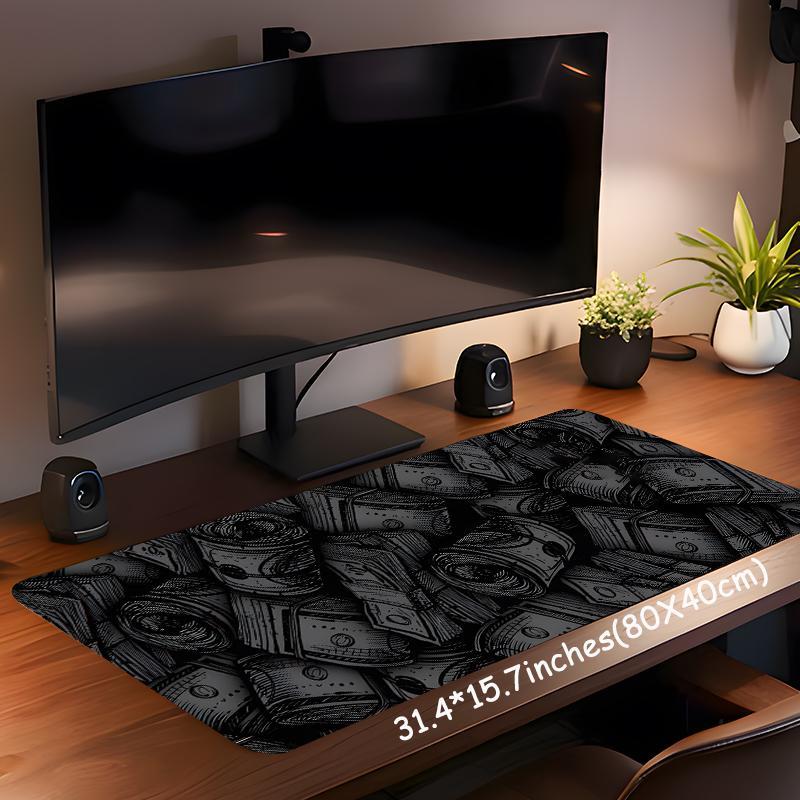 Money Pattern Desk Mat, Large Gaming Mouse Pad, Aesthetic Desktop Protection Pad, Non-Slip Work Mat, Suitable for Laptop & Desktop Computer Games, Desktop Accessory