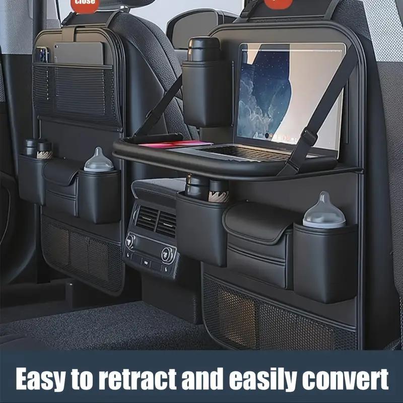 Car Seat Back Storage Table Foldable with Tablet Storage Mesh Pocket Multifunctional Organizer for Long Trips and Travel