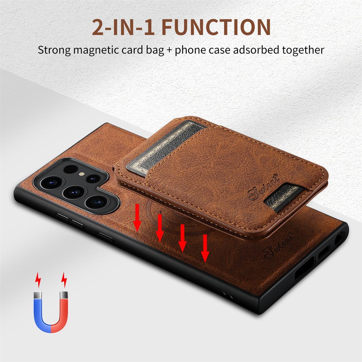 2in1 Magnetic Wallet Case For Samsung Galaxy S25/S24/S23/S22 Ultra, Detachable Magnetic PU Leather Case with Card Holder Stand For Galaxy S25 S24 Plus, Compatible with Magsafe, for Women Men