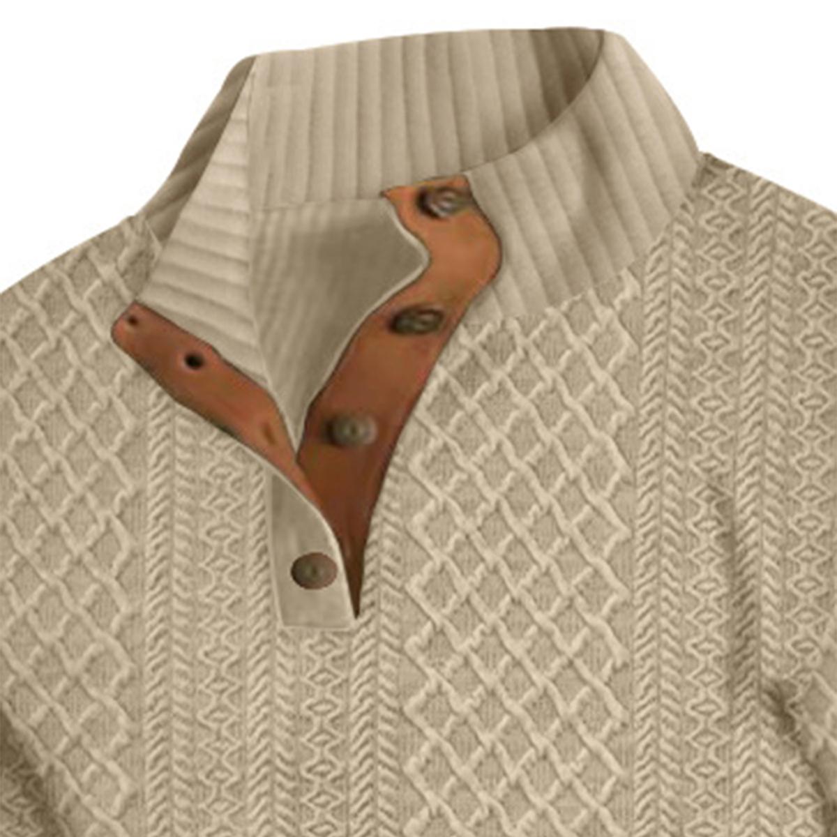 Trendsetting Men's Textured Pullover with Dynamic Splicing Details and a Complex Knit Pattern for Fashion-Forward Style