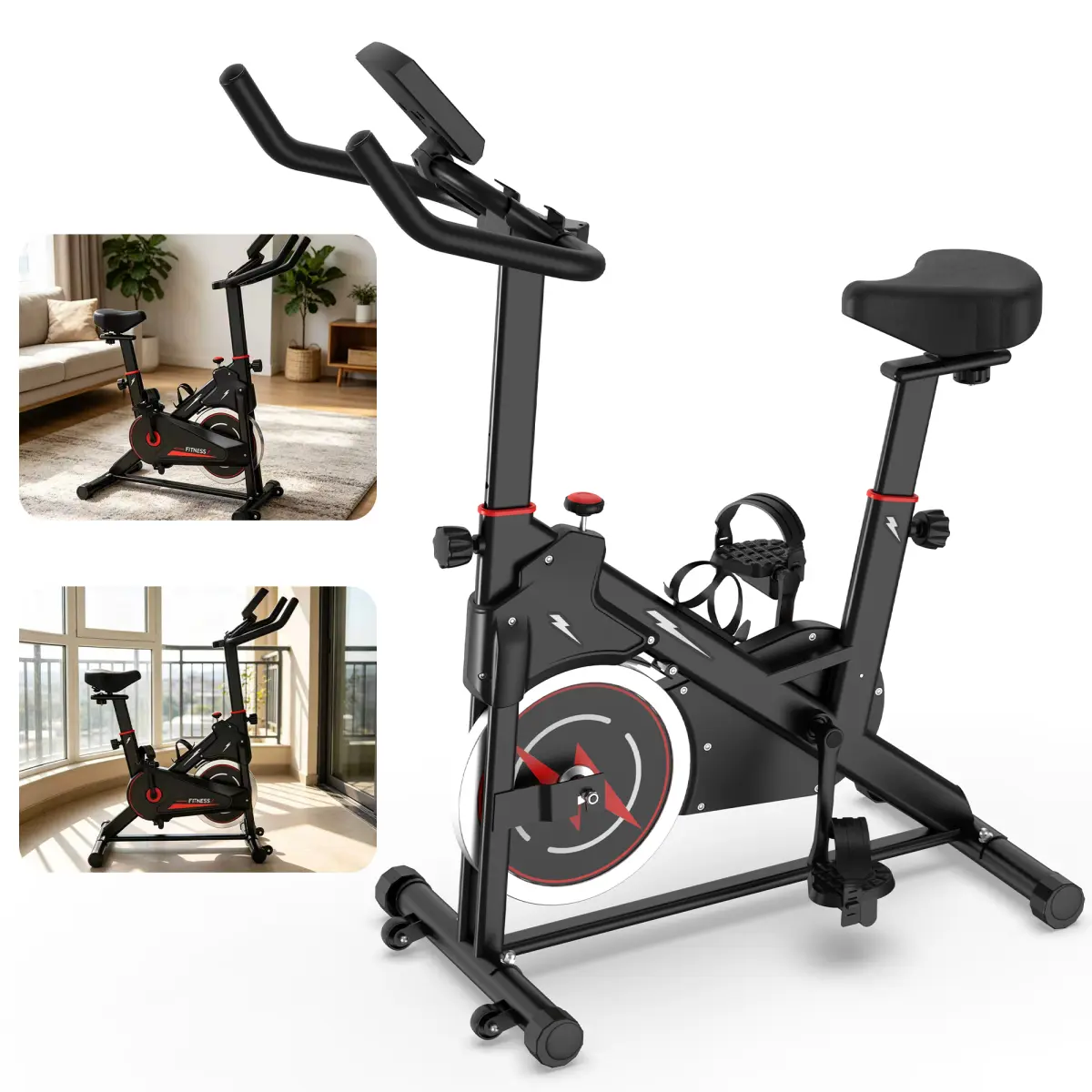 Sturdy Silent Flat Padded Exercise Bike for Home Cardio, Compact Sturdy Steel Frame Cycle, Adjustable Resistance, Quiet Belt Drive, Accurate Performance for Beginner Workouts, Cardio At Home, Exercise Bikes, Flat Padded Exercise Bikes
