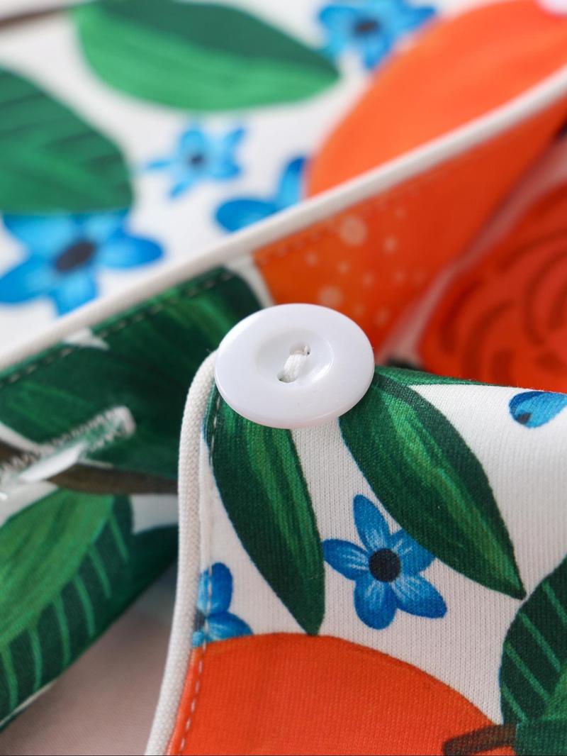 Women's All Over Print Pajamas Set, Button-up Short Sleeve Top & Elastic Shorts, Comfortable Summer Loungewear, Lady Elegant Nightwear, Womenswear, Casual Pajama Sets