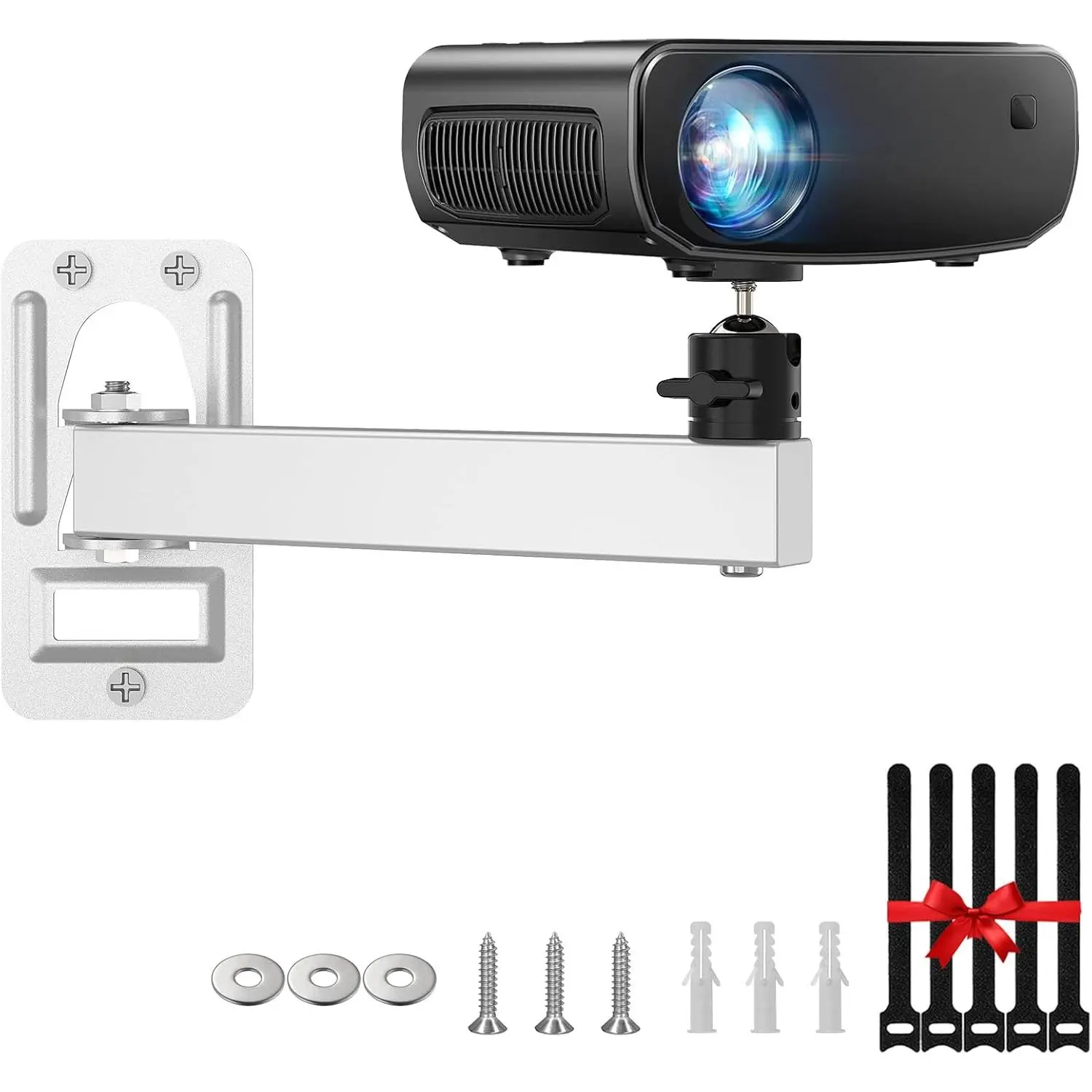 Mini Ceiling Wall Projector Mount Stand- Adjustable Tilt&Swivel  Projector Holder Wall Mount Hanger Rack Stand for Mini Projector with  Ties