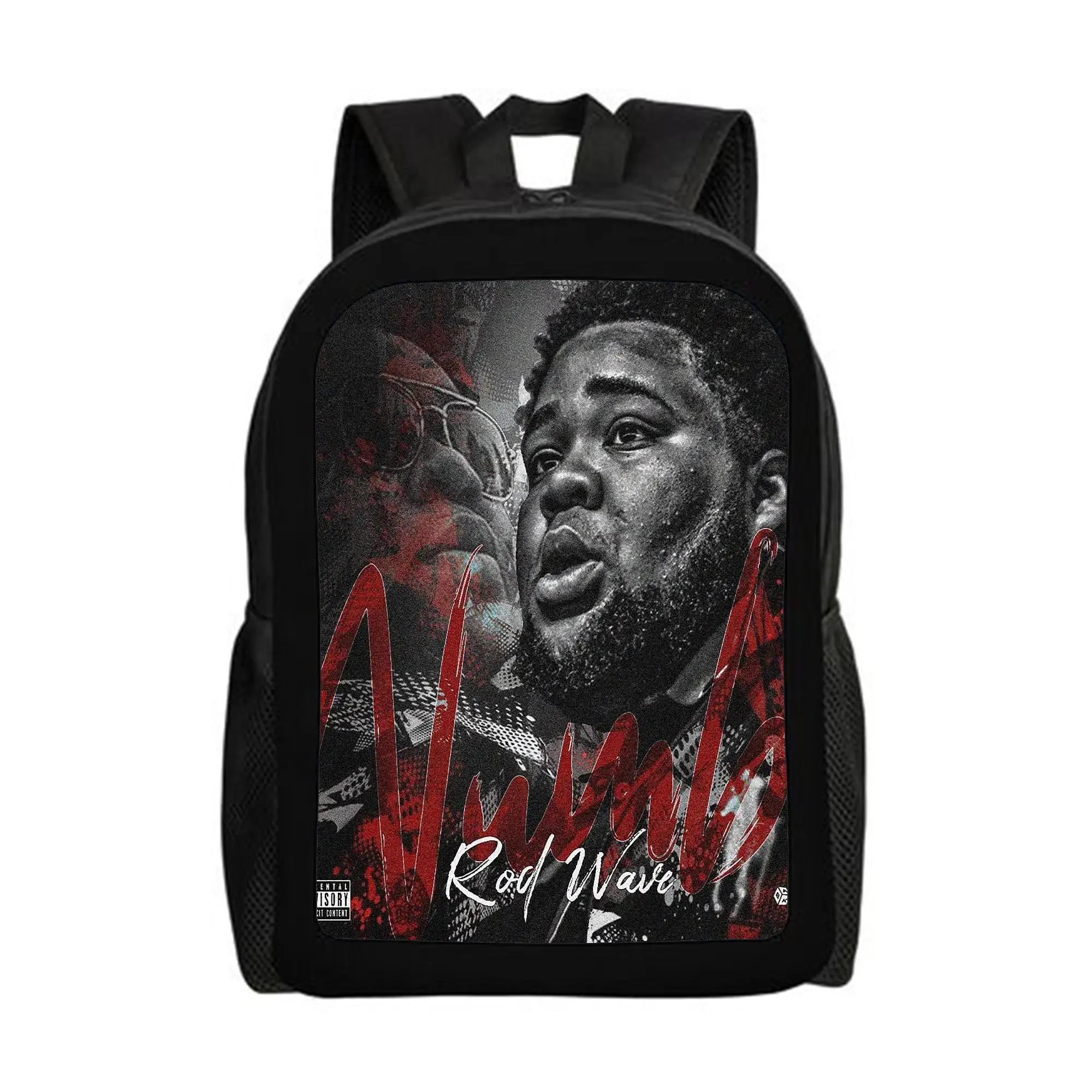 Rod-Wave 17-Inch Synthetic Casual Backpack for Girls - Cute Aesthetic School Student Bag with Side Pocket, Reflective Strips, Scratchproof Anime Artwork, Do Not Dry Clean, Model A-10