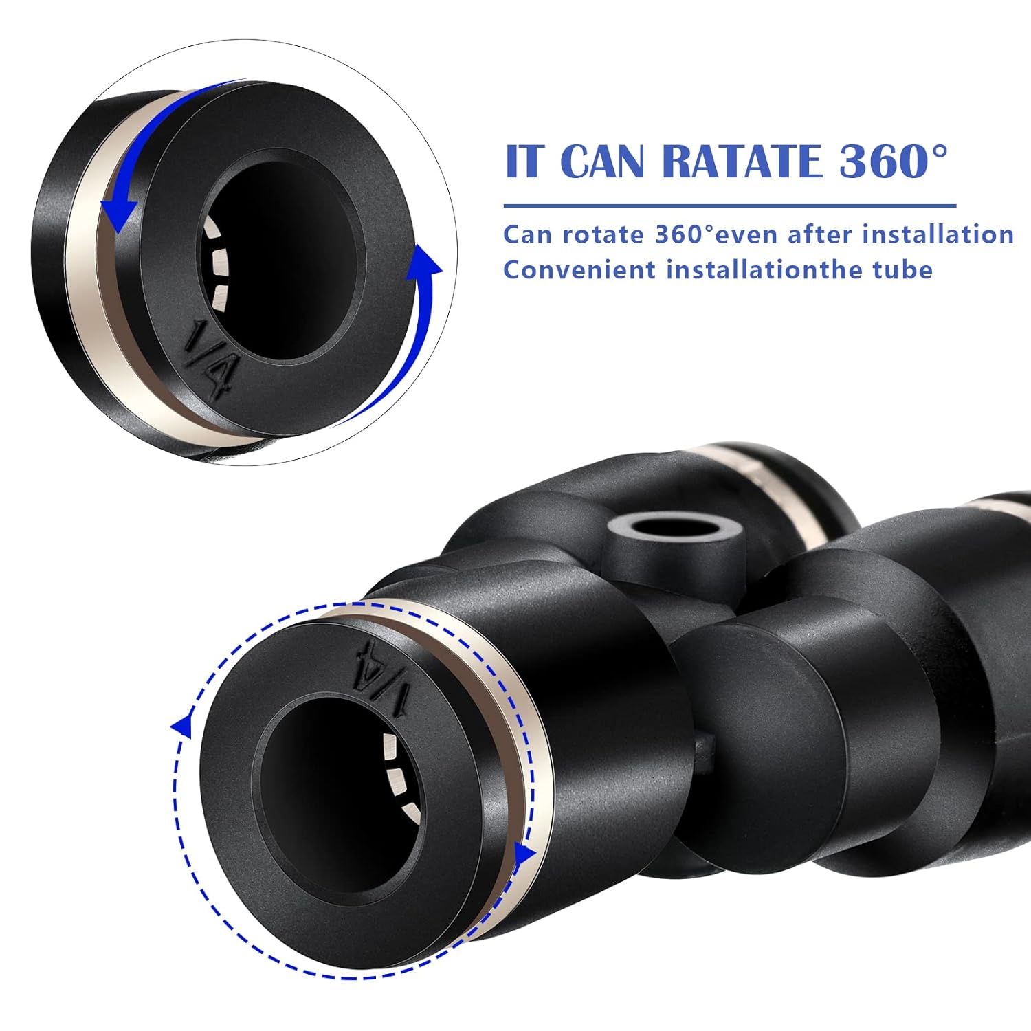 Push to Connect Fittings Air Line Pneumatic Fittings Kit 28 count Air Quick Disconnect Tube  Release Connectors Hose Tube Union 7 Spliters+7 Elbows+7 Tee+7 Straight(1/4 Inch OD)