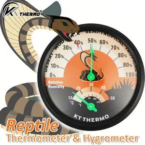 Snake-Specific Humidity Meter with Suction Cup and Adhesive Backing, Ideal for Reptile Tanks, Monitors Temperature and Humidity