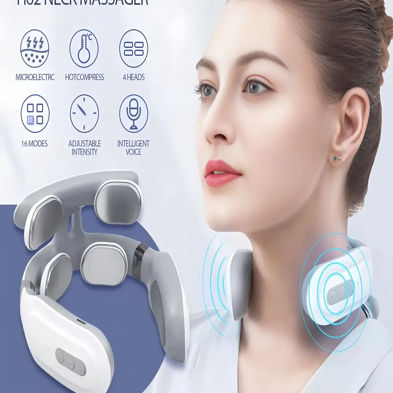 Portable Electric Neck Massager, Smart Neck Massage Device, Rechargeable, Relieves Neck and Shoulder Pain, Ideal for Home Use