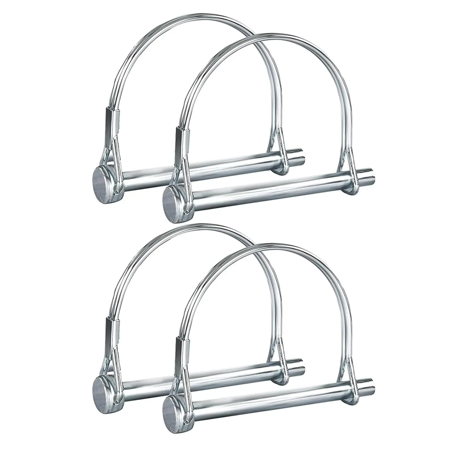 Coupler Pin 1/4"x4", 4 Pack Zinc-Plated Safety Locking Pin, Rust Resistant Quick Connect Hitch Pin for Utility , Boat, Cargo Hitch, Lawn , Farm and Garden Equipment (D-Shaped)
