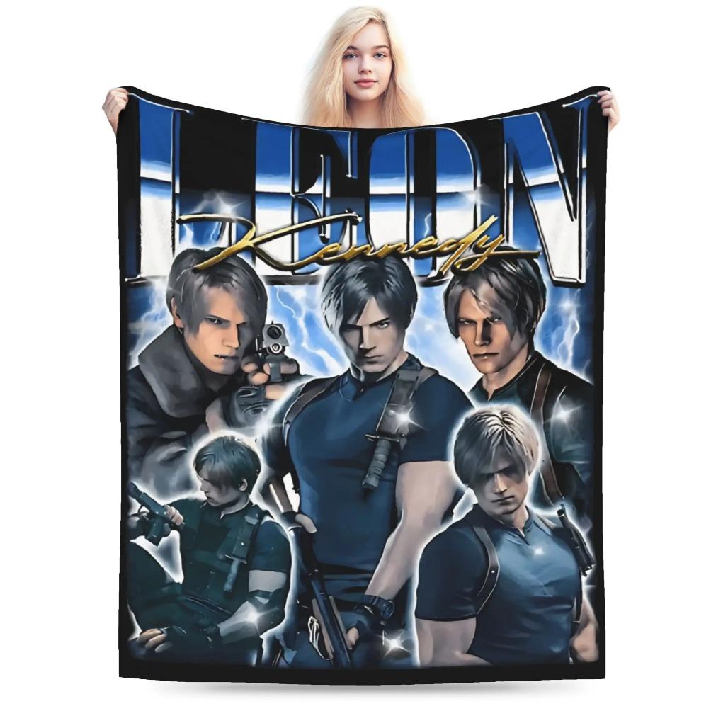 Residents Evils Leon S. Kennedy Throw Blanket Super Soft Pattern Blanket  For Living Room Camping Flannel Bedspread Bed Cover A multi-functional and beautiful blanket suitable for decoration, use and as a gift. Add some fun to your home