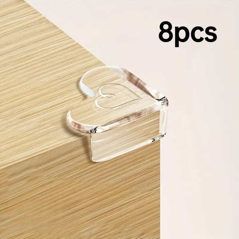 8Pcs Heart Shaped Clear Corner Protectors, Durable PVC Nursery Furniture Edge Safety Guards, Smooth Decorative Table Corner Cushions
