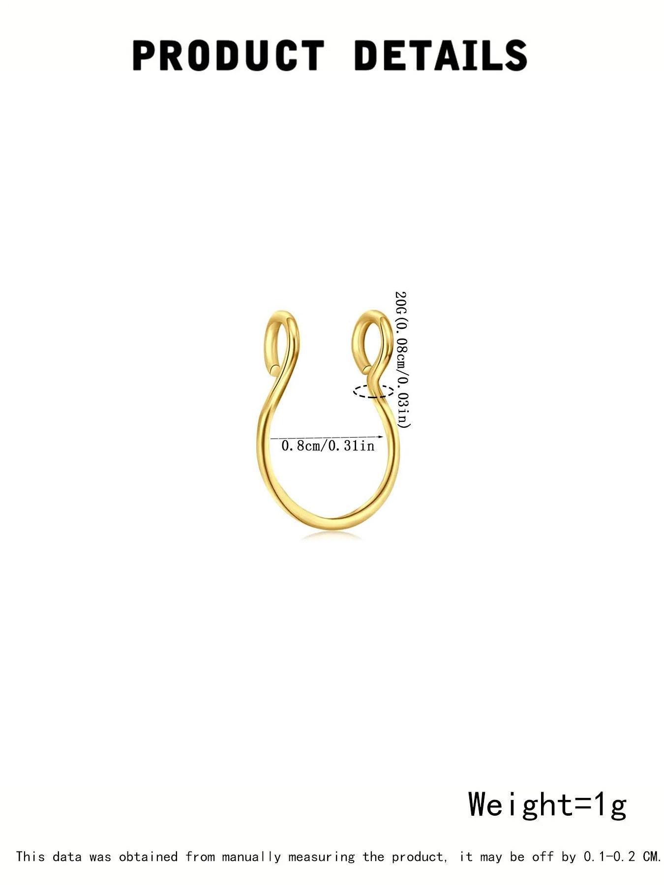 3pcs Stainless Steel Fake Nose Ring, Faux Piercing Jewelry 8 mm Fake Nose Ring Hoop Nose Rings Hoops for Faux Septum Nose Ring Set