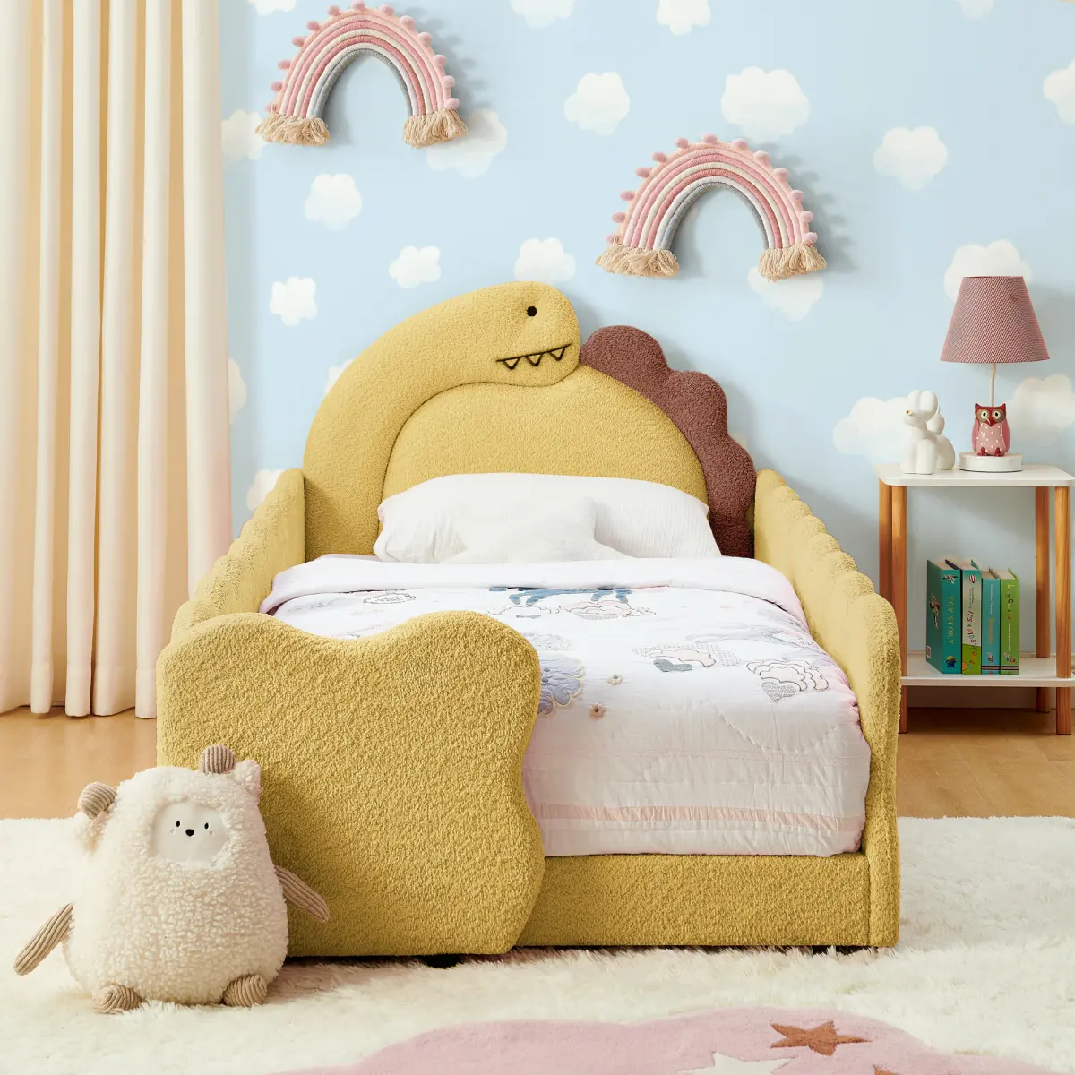 Yellow + Boucle + Fabric + Foam