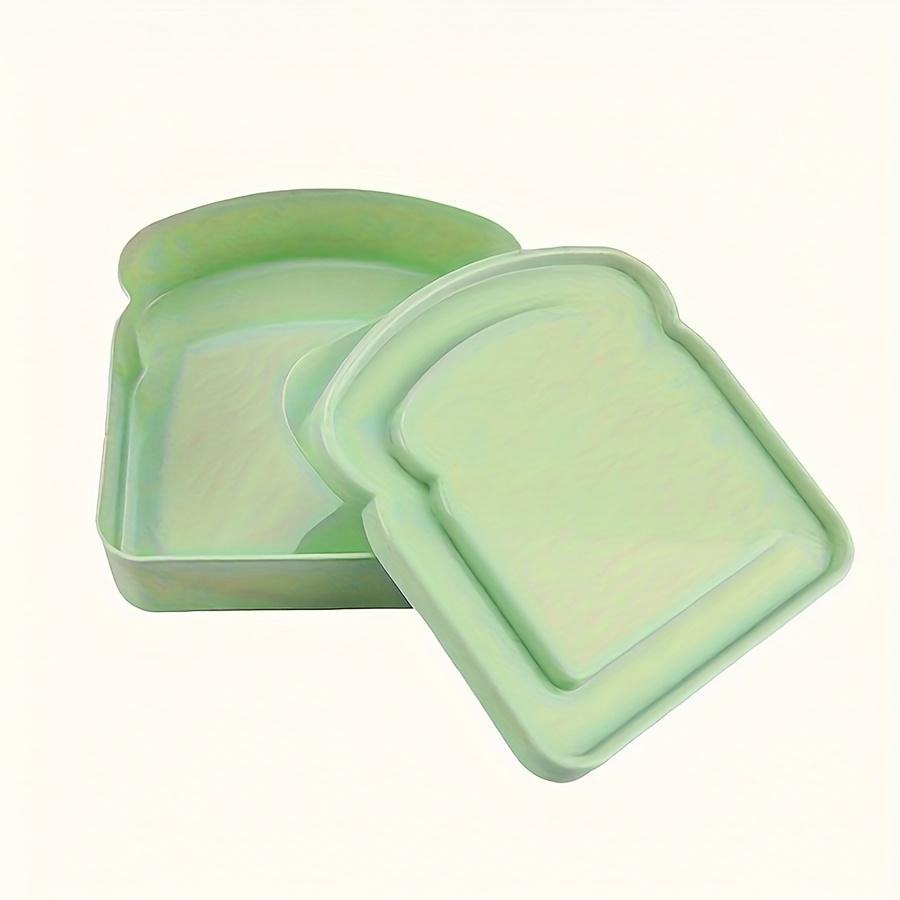 Sandwich Box / Lunch Box - Plastic Toast-Shaped Food Storage Container with Lid |   Microwave & Dishwasher Safe |   Suitable for Home Use or Adults (Colorful)