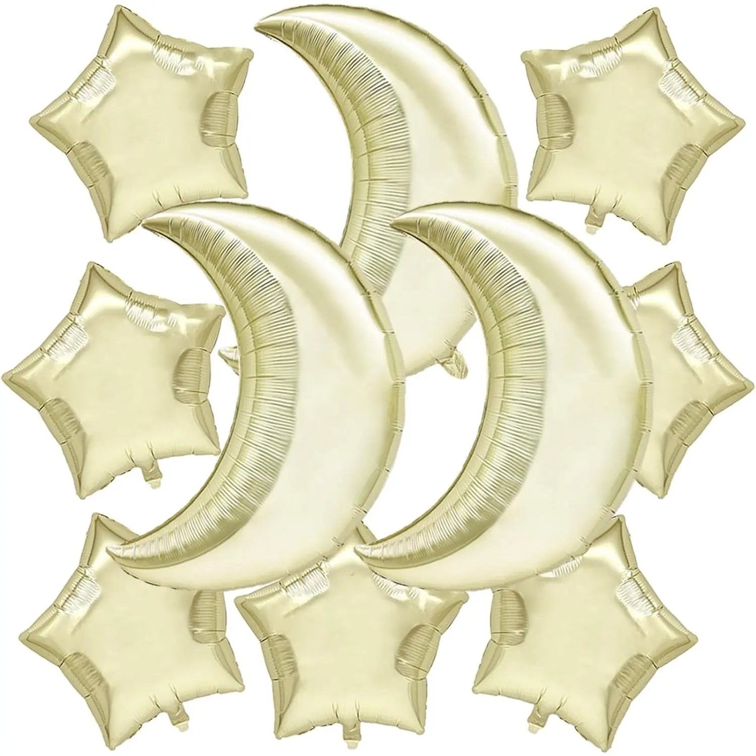 12 count Moon and Stars Balloons, Moon Foil Balloons Light   Foil Balloons for  Shower Birthday Christmas Graduation Wedding Party Decorations